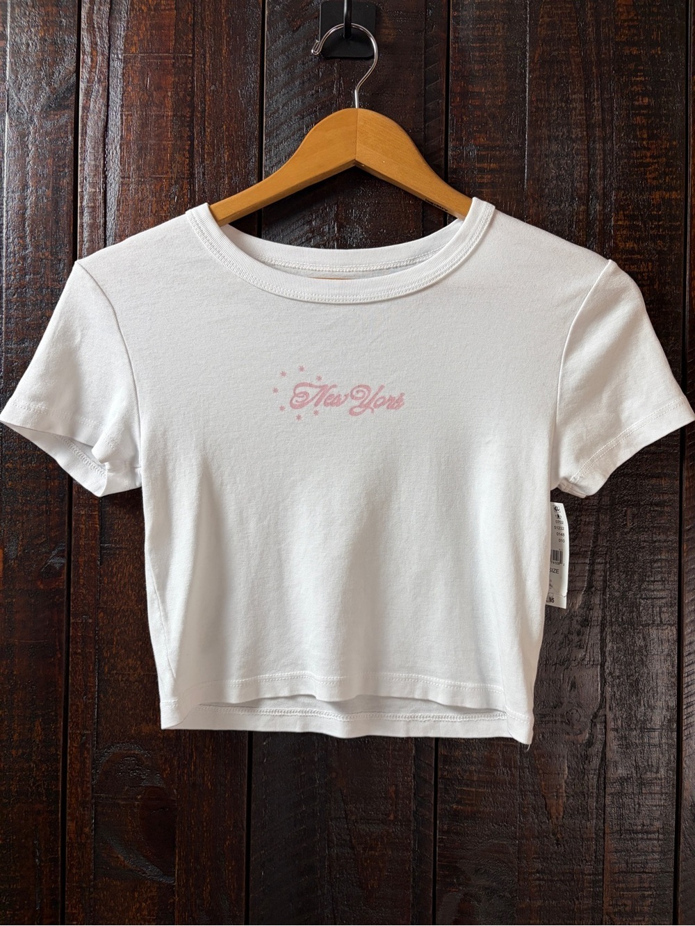 PacSun Cropped White Tee with New York Graphic - NWT XS